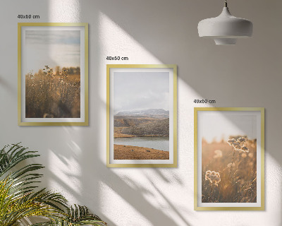 Set di 3 quadri Paesaggi prati montagne lago