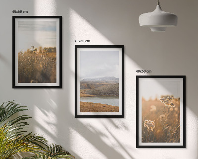 Set di 3 quadri Paesaggi prati montagne lago