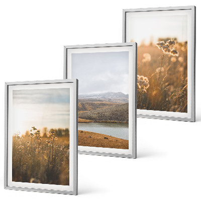 Set di 3 quadri Paesaggi prati montagne lago