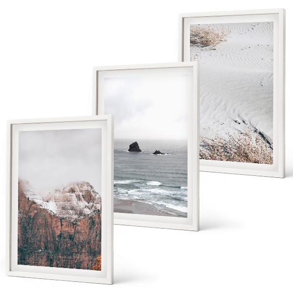 Set di 3 quadri Montagne, nuvole, mare, sabbia, natura