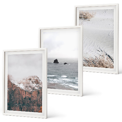 Set di 3 quadri Montagne, nuvole, mare, sabbia, natura