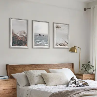Set di 3 quadri raffiguranti montagne, nuvole, mare e paesaggi naturali con sabbia