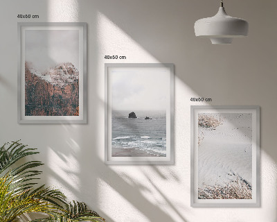 Set di 3 quadri Montagne, nuvole, mare, sabbia, natura