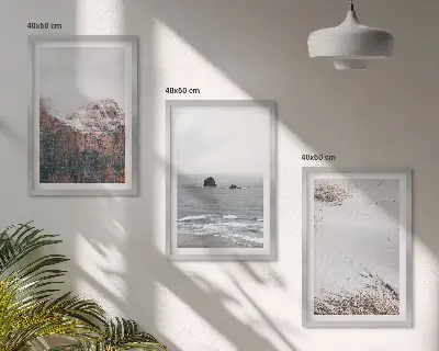 Set di 3 quadri raffiguranti montagne, nuvole, mare e paesaggi naturali con sabbia