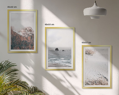 Set di 3 quadri Montagne, nuvole, mare, sabbia, natura
