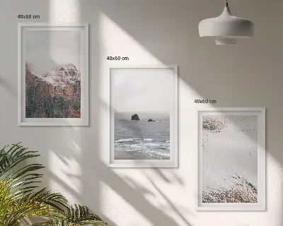 Set di 3 quadri raffiguranti montagne, nuvole, mare e paesaggi naturali con sabbia