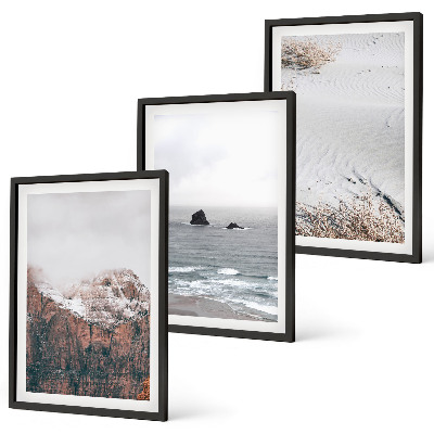 Set di 3 quadri Montagne, nuvole, mare, sabbia, natura