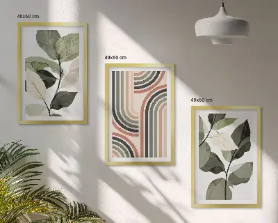 Composizione di quadri con motivi vegetali geometrici