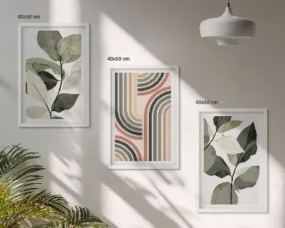 Composizione di quadri con motivi vegetali geometrici