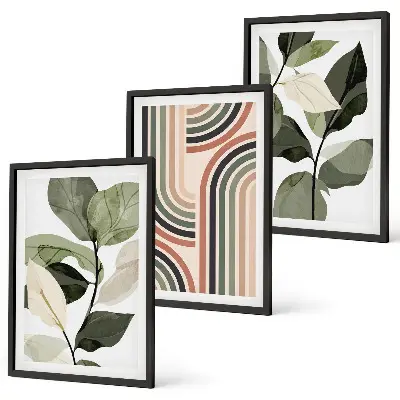 Composizione di quadri con motivi vegetali geometrici