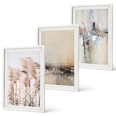 Set di 3 quadri con motivi astratti di vegetazione