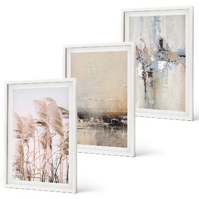 Set di 3 quadri Motivi astratti di vegetazione