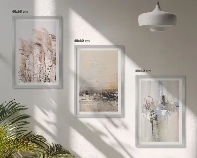 Set di 3 quadri con motivi astratti di vegetazione