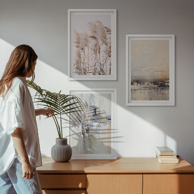 Set di 3 quadri Motivi astratti di vegetazione