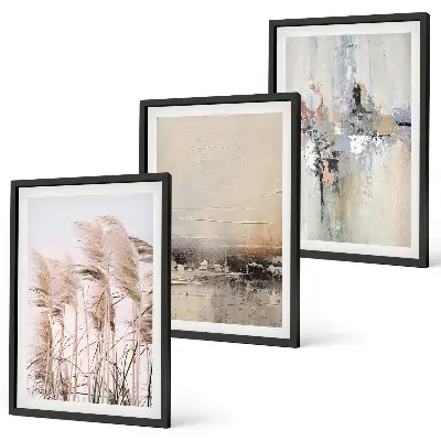 Set di 3 quadri con motivi astratti di vegetazione