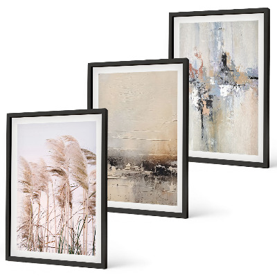 Set di 3 quadri Motivi astratti di vegetazione