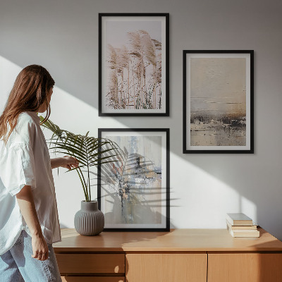 Set di 3 quadri Motivi astratti di vegetazione