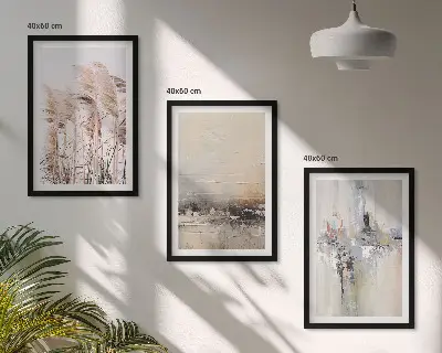 Set di 3 quadri con motivi astratti di vegetazione