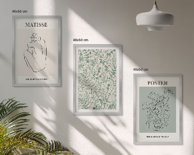 Set di 3 quadri Linee, motivi vegetali, minimalismo