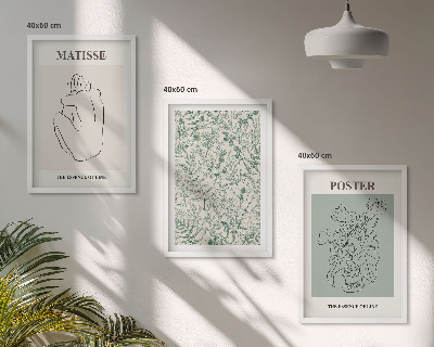 Set di 3 quadri Linee, motivi vegetali, minimalismo