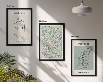 Set di 3 quadri Linee, motivi vegetali, minimalismo