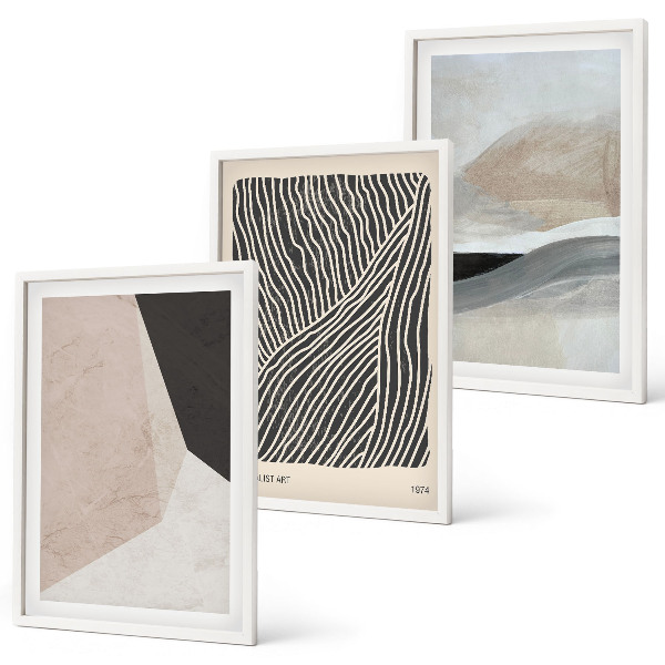 Set di quadri incorniciati Motivi astratti beige e grigi