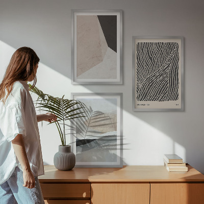 Set di quadri incorniciati Motivi astratti beige e grigi