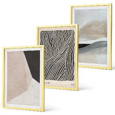 Set di quadri incorniciati con motivi astratti nelle tonalità del beige e del grigio
