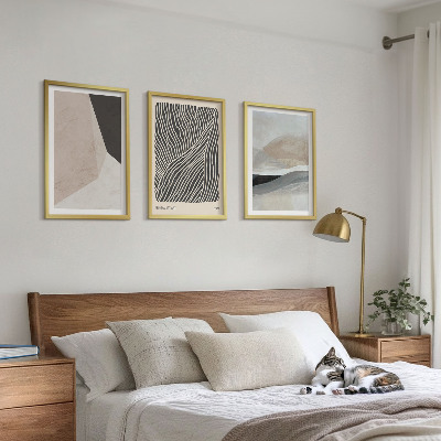 Set di quadri incorniciati Motivi astratti beige e grigi
