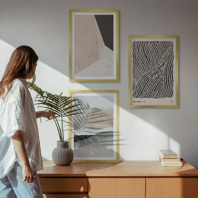 Set di quadri incorniciati Motivi astratti beige e grigi