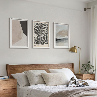 Set di quadri incorniciati Motivi astratti beige e grigi