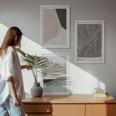 Set di quadri incorniciati Motivi astratti beige e grigi