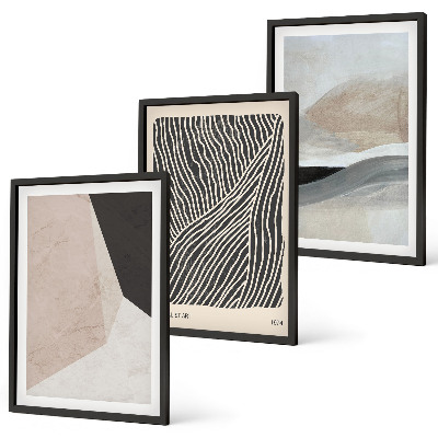 Set di quadri incorniciati Motivi astratti beige e grigi