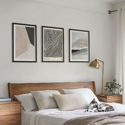 Set di quadri incorniciati Motivi astratti beige e grigi