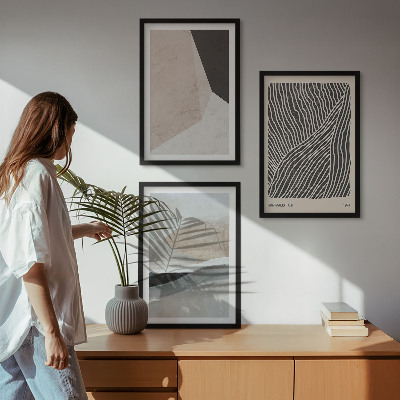 Set di quadri incorniciati Motivi astratti beige e grigi