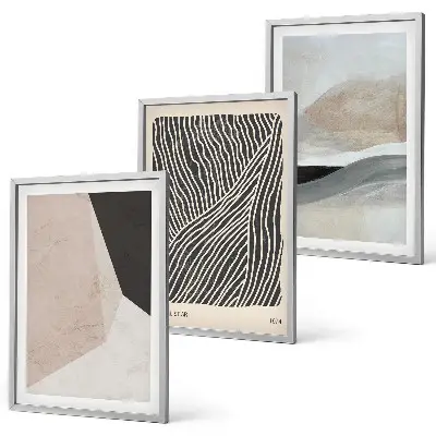 Set di quadri incorniciati con motivi astratti nelle tonalità del beige e del grigio