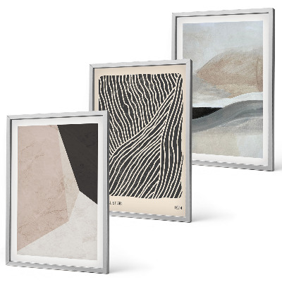Set di quadri incorniciati Motivi astratti beige e grigi