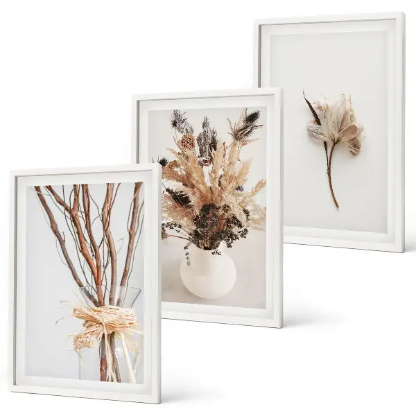 Set di 3 quadri con rami di fiori minimalisti