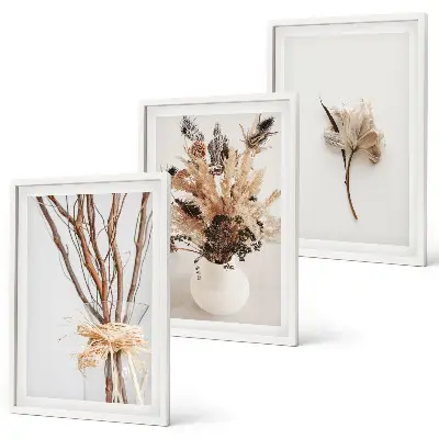 Set di 3 quadri con rami di fiori minimalisti