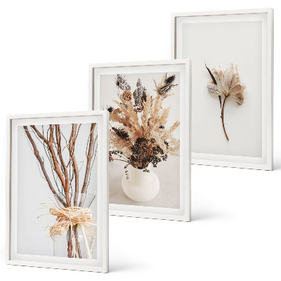 Set di 3 quadri rami di fiori minimalisti