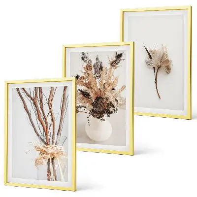 Set di 3 quadri con rami di fiori minimalisti
