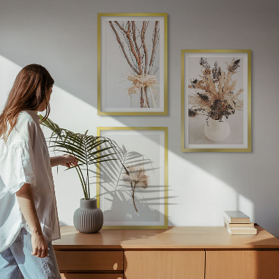 Set di 3 quadri rami di fiori minimalisti
