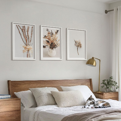 Set di 3 quadri rami di fiori minimalisti