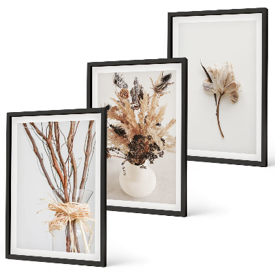 Set di 3 quadri rami di fiori minimalisti