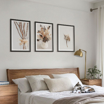 Set di 3 quadri rami di fiori minimalisti