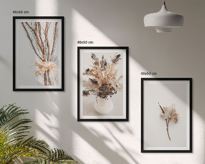 Set di 3 quadri rami di fiori minimalisti