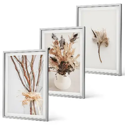 Set di 3 quadri con rami di fiori minimalisti