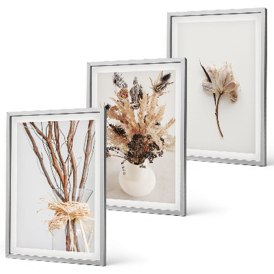 Set di 3 quadri rami di fiori minimalisti