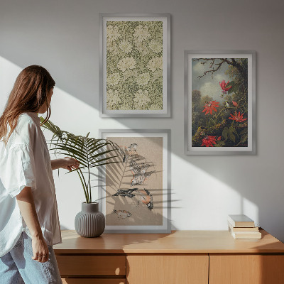 Composizione di quadri Fiori uccelli natura