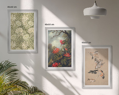 Composizione di quadri Fiori uccelli natura